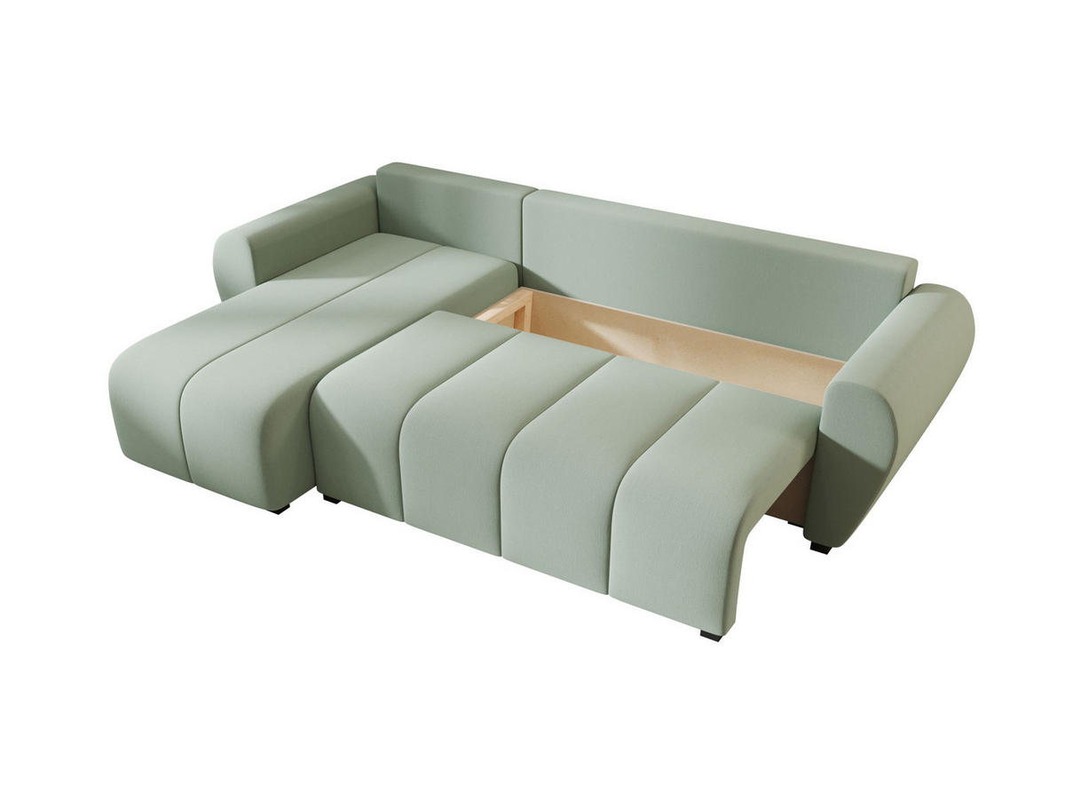 ECKSOFA MOLISA L Cosmic 16 Rechts mit Schlaffunktion - Hellgrün, Textil (245/145cm) - Bedante