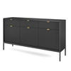 SIDEBOARD NANAIMO KOM3-3D3S Profilierte Fronten, Schwarz - Schwarz, Holzwerkstoff/Kunststoff (154/83/39cm) - Komodee