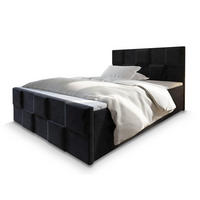 BOXBETT MONA 160x200 cm mit Matratze und Topper - Schwarz - Schwarz, Holz (160/200cm) - MASSENO
