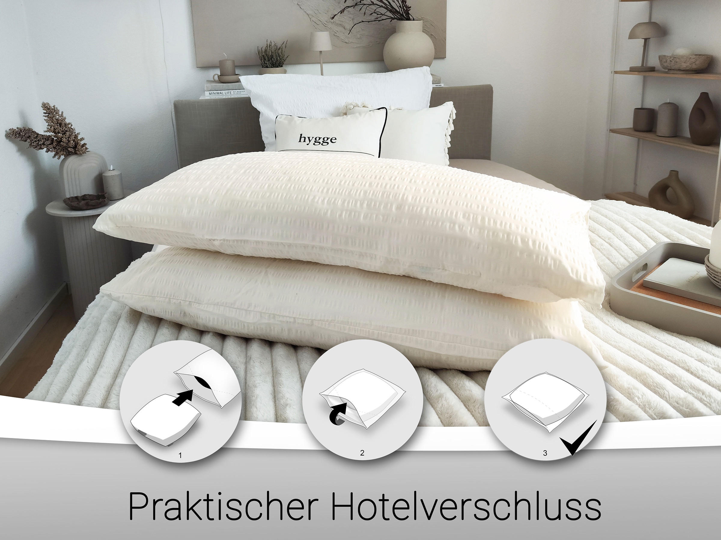 KISSENBEZUG, 2er-Set, 40x80 cm, 100% Baumwolle, Weiß - Creme, Textil (40/80cm) - Zollner