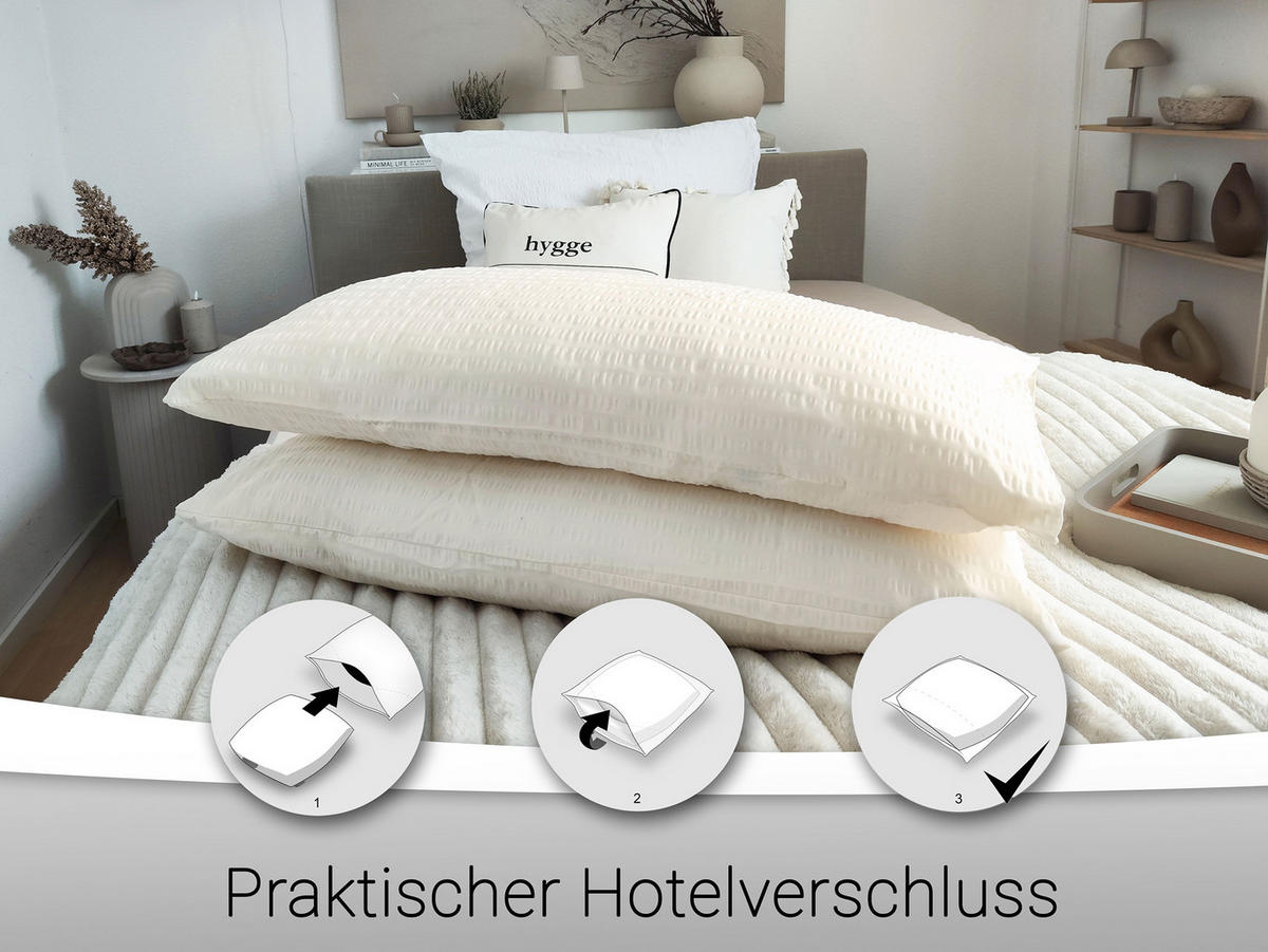 KISSENBEZUG, 2er-Set, 40x80 cm, 100% Baumwolle, Weiß - Creme, Textil (40/80cm) - Zollner