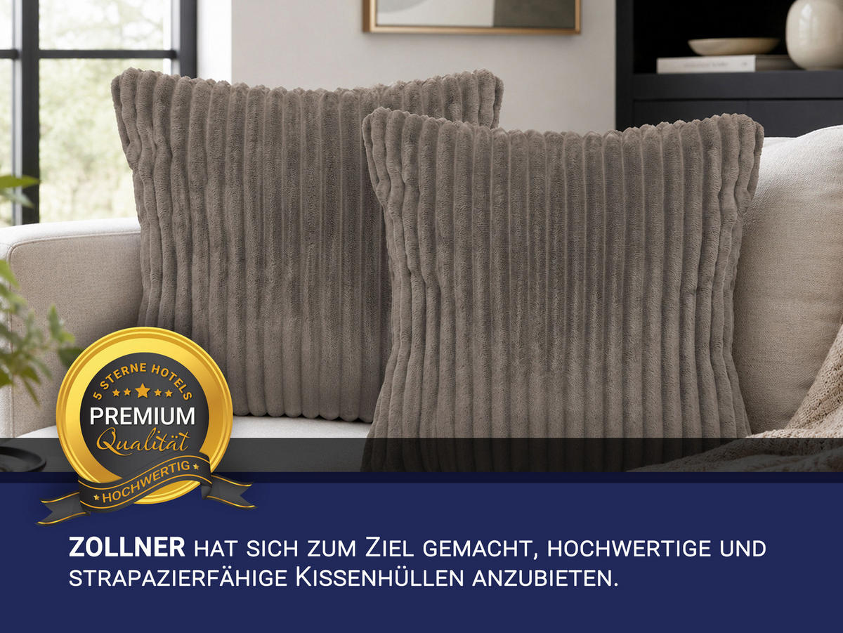 KISSENBEZUG, 2er-Set, 40x40 cm, 100% Polyester, Grau - Taupe, Textil (40/40cm) - Zollner