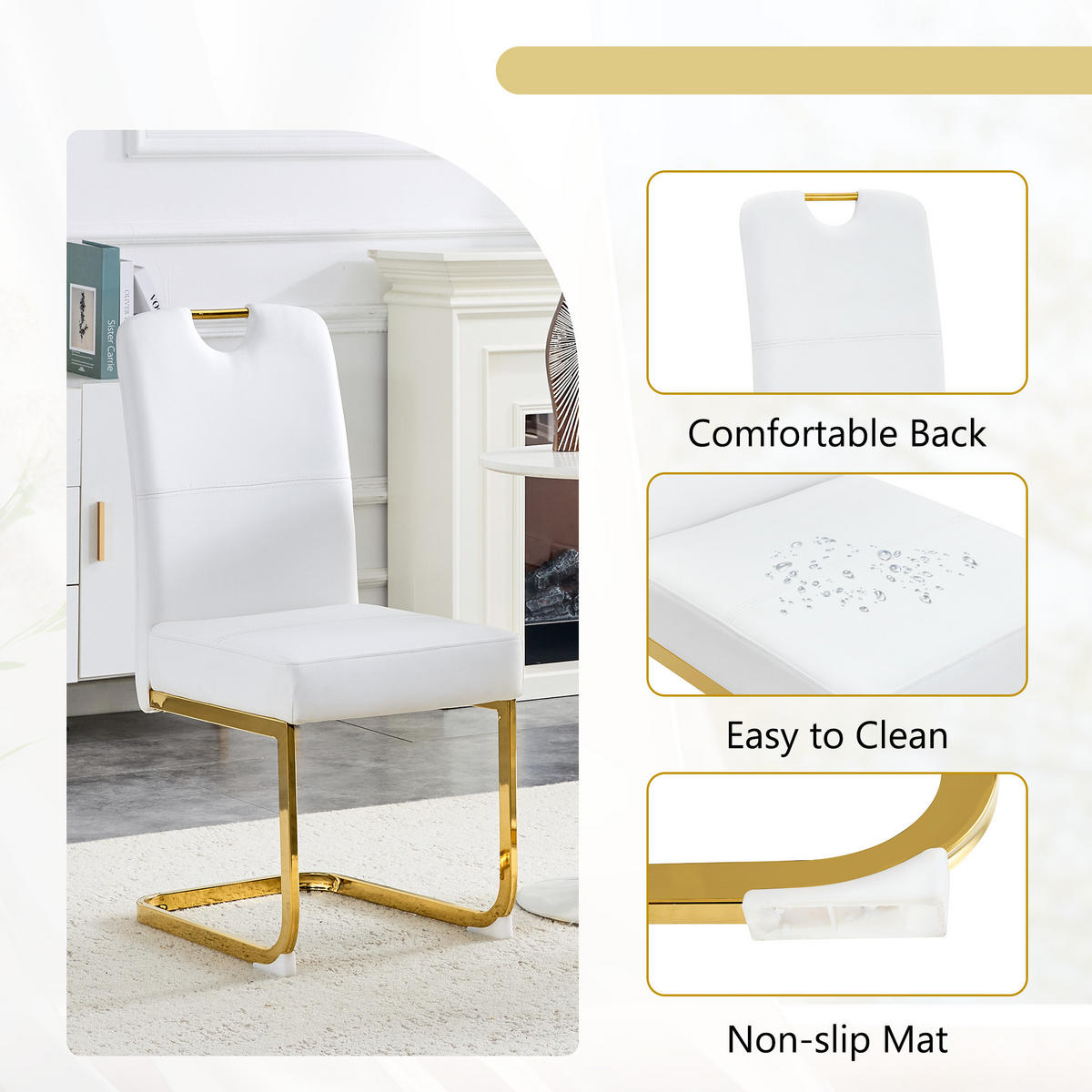 SCHWINGSTUHL DE-36779 2er-Set mit Federkernpolsterung und ergonomischem Design Weiß - Goldfarben/Weiß, Metall (43/97/56cm) - ComfortXL