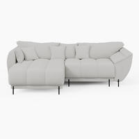 ECKSOFA LEGRO Links weiß Bouclé-Stoff L-Form Couch mit Schlaffunktion & Bettkasten - Schwarz/Weiß, Holz (180/285cm) - Barchello