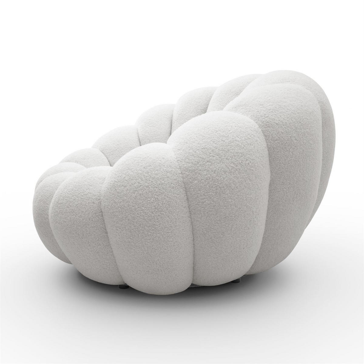 DREHSESSEL FLUFFY mit Fußstütze - Weiß, Textil (95/60/95cm) - Lookway