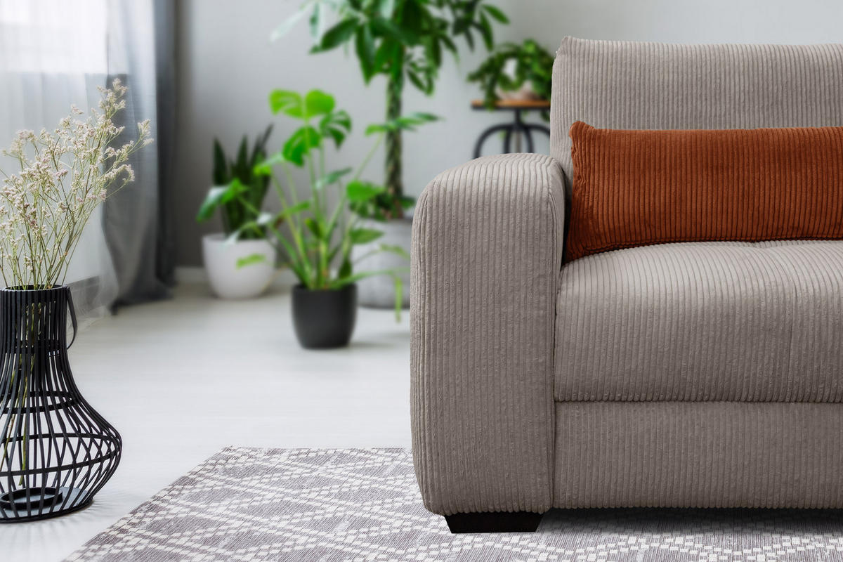 SESSEL OLI in Cordstoff taupe - Taupe, Holz/Textil (130/91/108cm) - Courtois Laville