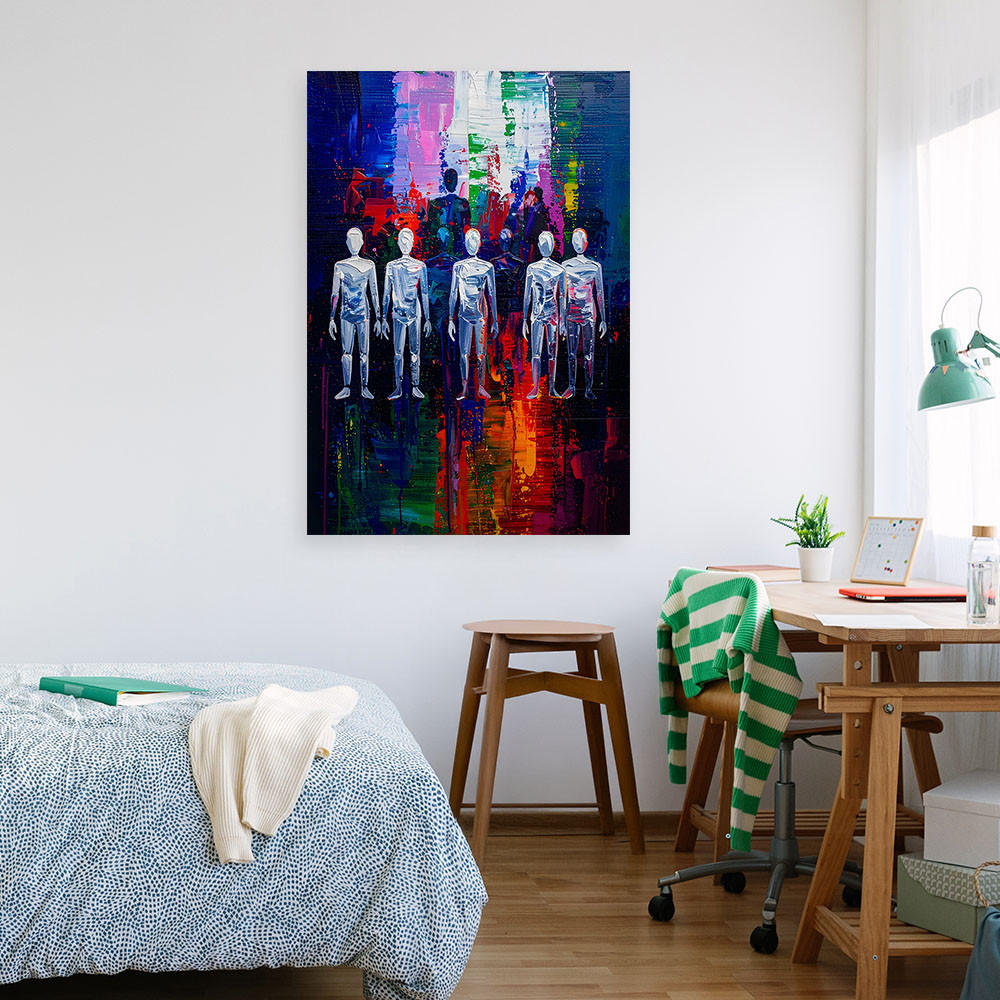 LEINWANDBILD Figuren Abstrakt Bunt 80x120cm - Multicolor, Textil (80/120cm) - Feeby