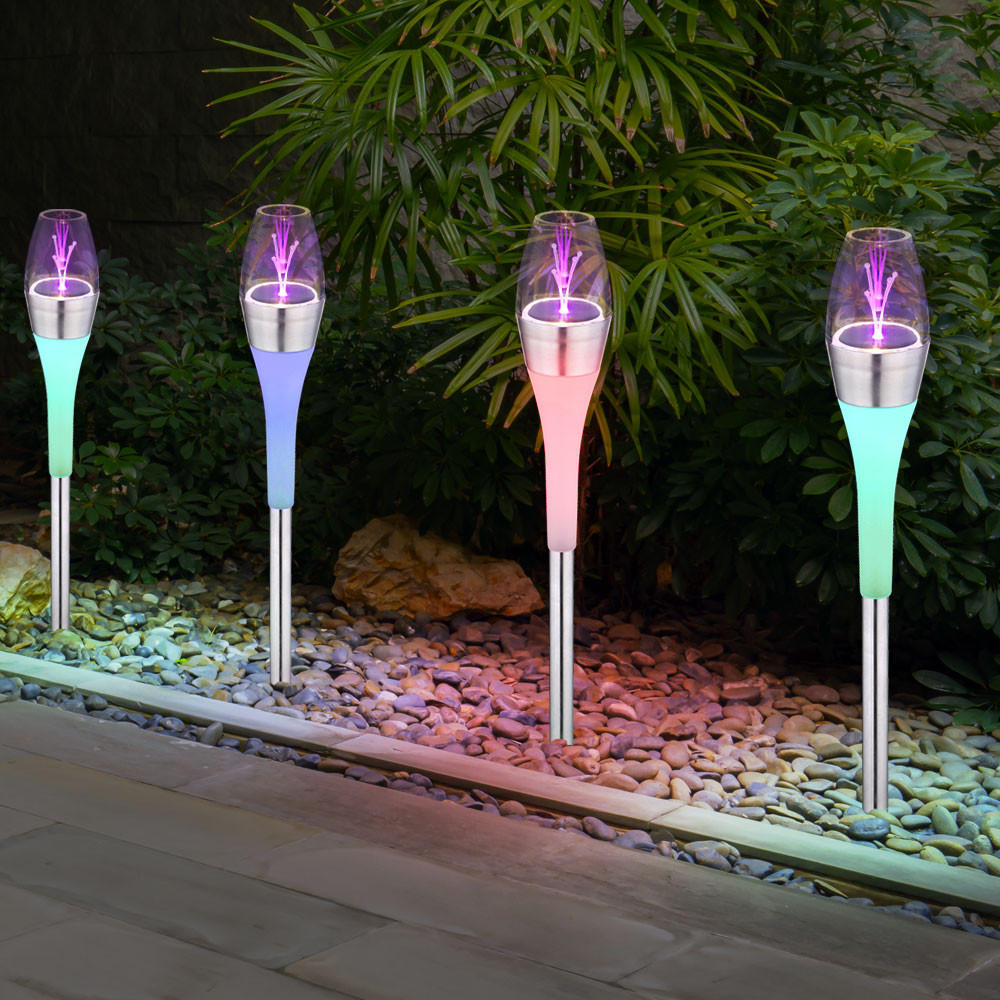 LED AUSSENLEUCHTE Edelstahl Silber 4er Set - Silberfarben, Metall (6.7/6.7/55cm) - Globo Lighting