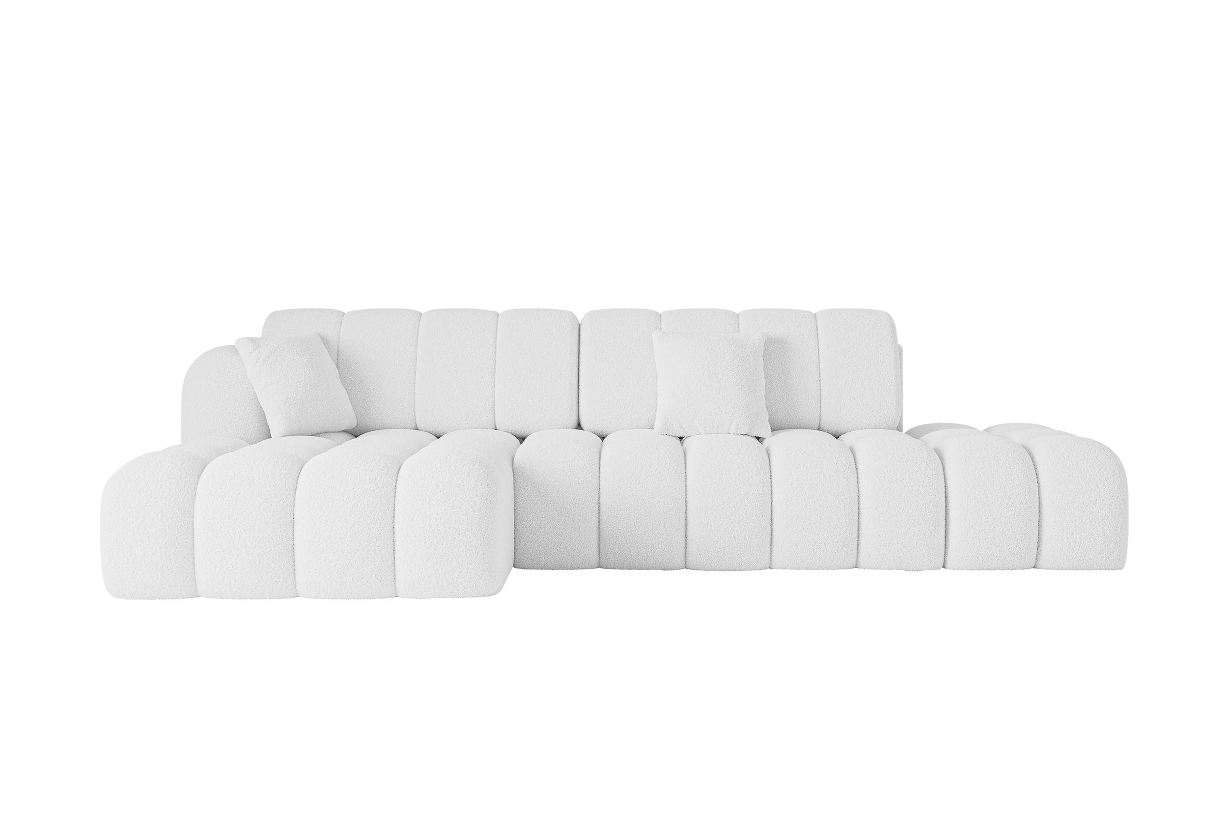 ECKSOFA mit Schlaffunktion Ottomane Links OLEA-L2 321x164x75 Weiß Bouclé - Schwarz/Weiß, Holzwerkstoff/Kunststoff (321/164cm) - ALTDECOR