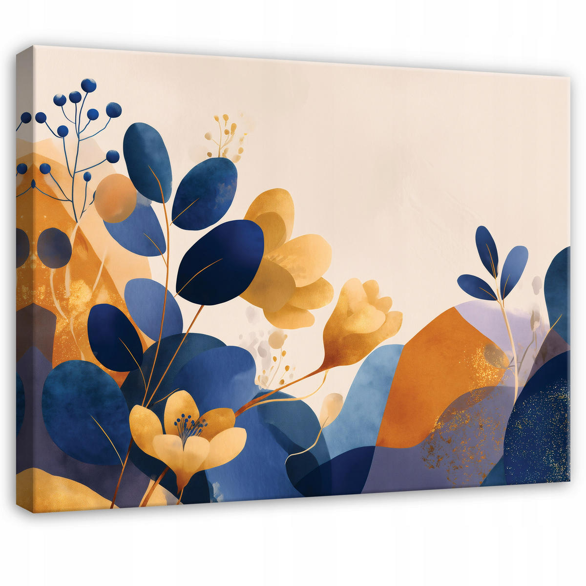 LEINWANDBILD Abstrakt Blätter Blau 100x70 cm - Multicolor, Holzwerkstoff (100/70cm) - Wallarena