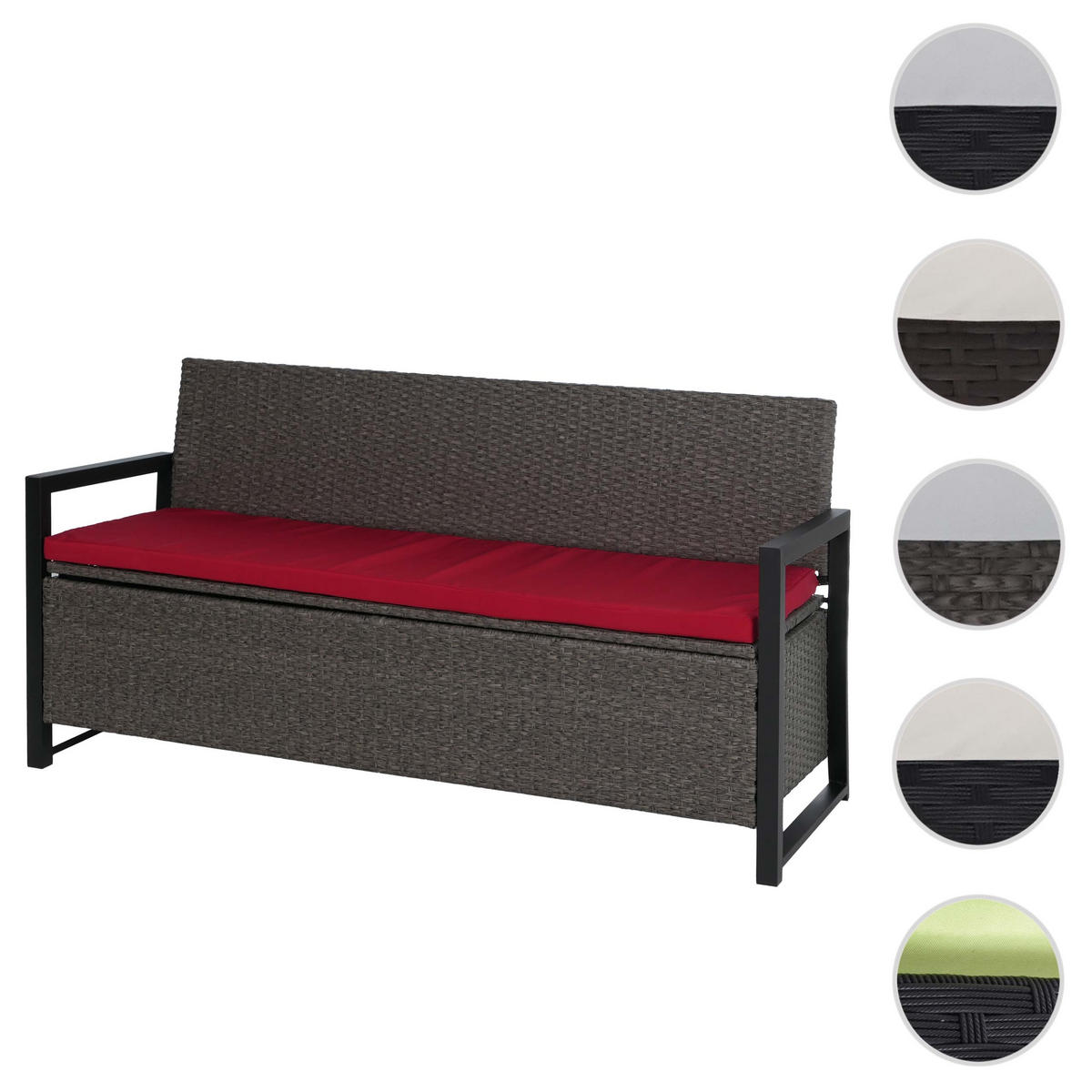 SITZBANK Grau, Bordeaux - Bordeaux/Grau, Kunststoff (164/87/57cm) - MCW
