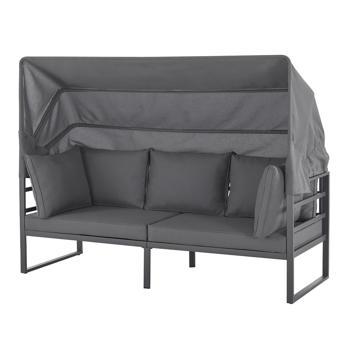 GARTENLOUNGE Maui Grau - Dunkelgrau/Grau, Metall - SVITA