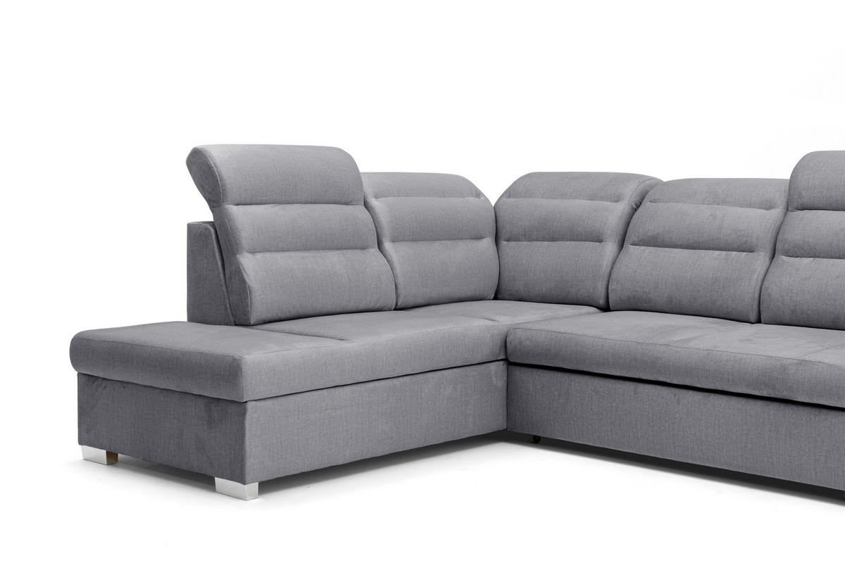 ECKSOFA U-Form CLOUD U Links mit Schlaffunktion 120x252 Velours Grau - Silberfarben/Grau, Holz/Kunststoff (320/103/202cm) - Muffo