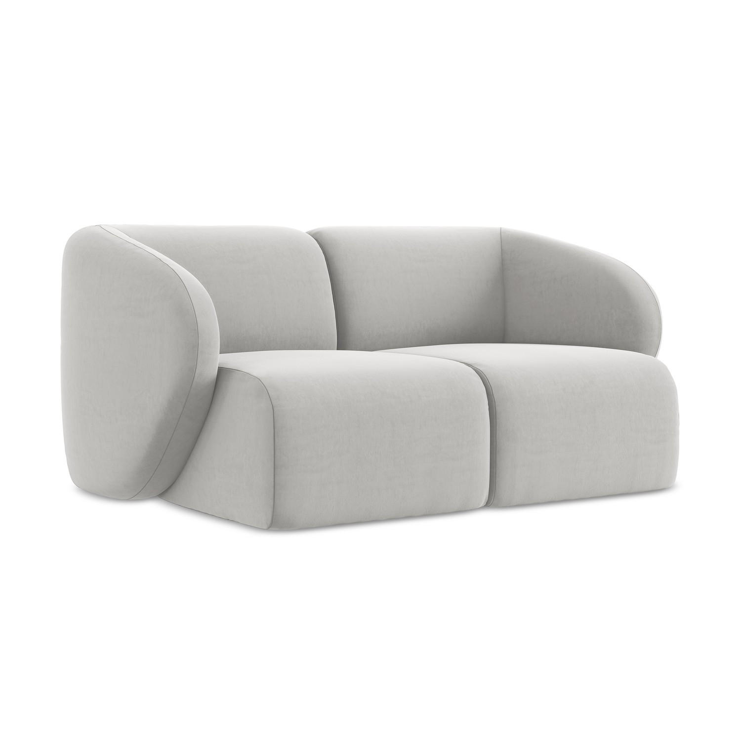 2-SITZER-SOFA Samt Stoff Grau - Silberfarben/Schwarz, Holzwerkstoff/Kunststoff (174/75/94cm) - LaMiaSofa