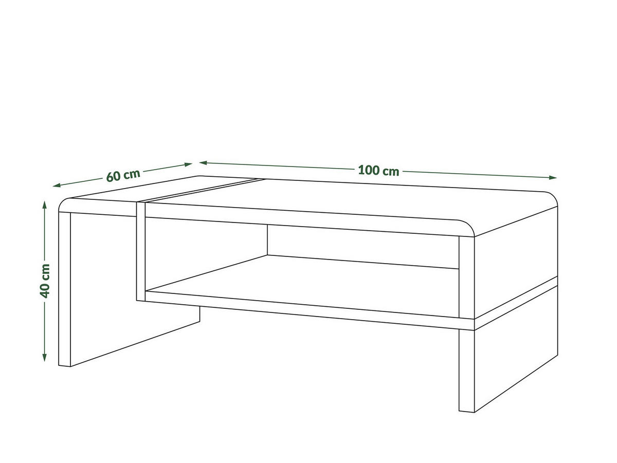 COUCHTISCH rechteckig Anthrazit matt - Eiche Artisan 100/60/40 cm - Anthrazit/Eiche Artisan, Holzwerkstoff (60/100/40cm) - designimpex
