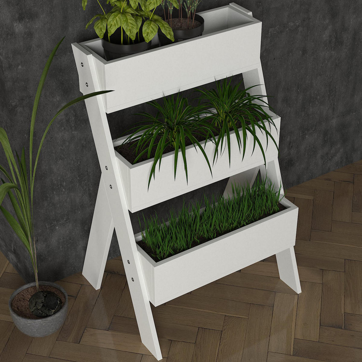 BLUMENSTÄNDER Gardenia Weiß - Weiß, Holzwerkstoff (49/64/98cm) - moebel17