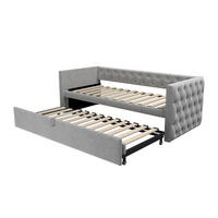 AUSZIEHBETT 90/200 cm DE-01636, in Hellgrau, mit Lattenrost - Hellgrau, Metall (90/200cm) - ComfortXL