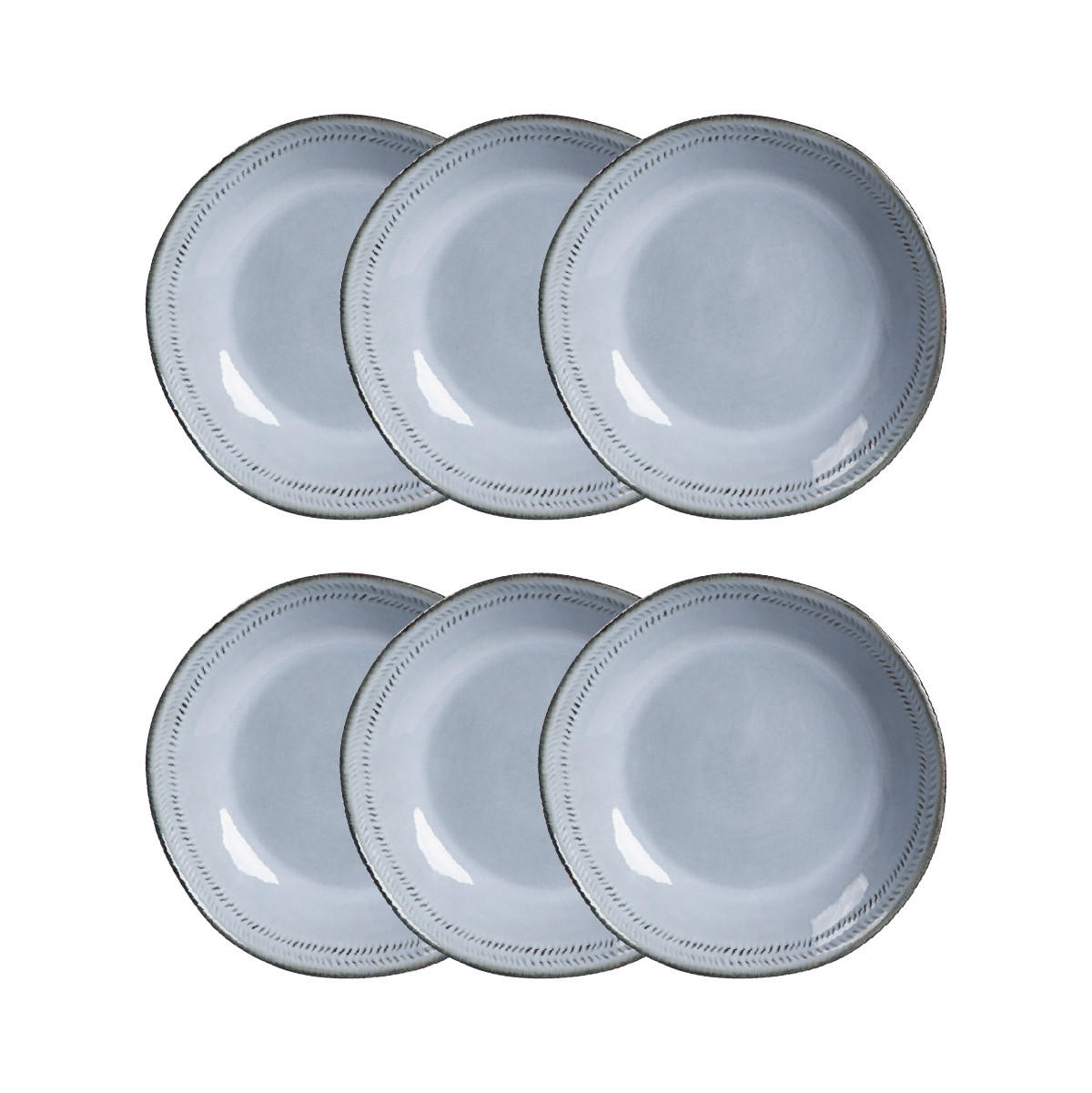 SUPPENTELLER Bluejeans blau 23 cm 6er-Set - Blau, Keramik (23cm) - Homla