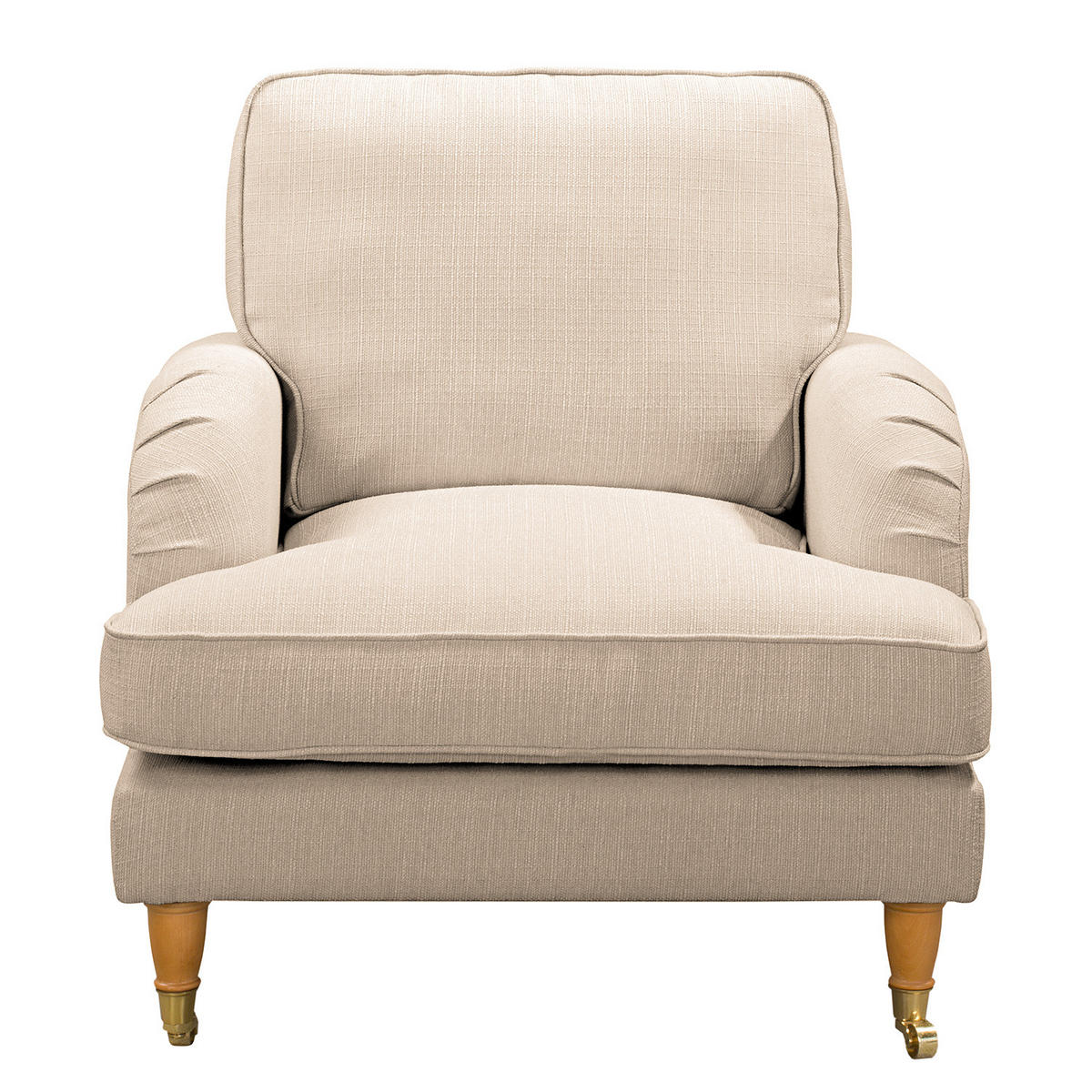 POLSTERGARNITUR (3-2-1) - Webstoff - Creme, Holz/Textil (211/85/96cm) - home24