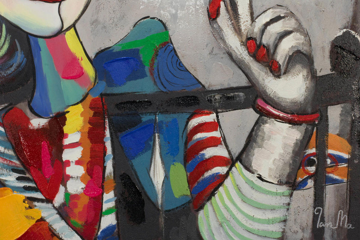 ACRYLBILD HANDGEMALT 80/80 cm - Multicolor/Grau, Holz/Textil (1.4/80cm) - KUNSTLOFT