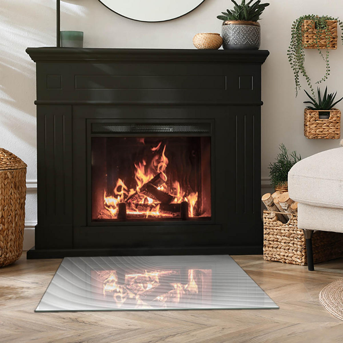 GLASPLATTE für Kamin 80x60 cm Weiß - Weiß, Glas (80/60/0.4cm) - ArtPrintCave