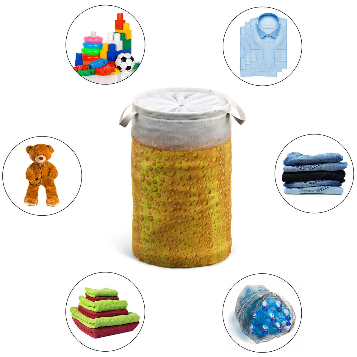 WÄSCHEKORB Bier - Orange, Textil (37/55/55cm) - Sanilo