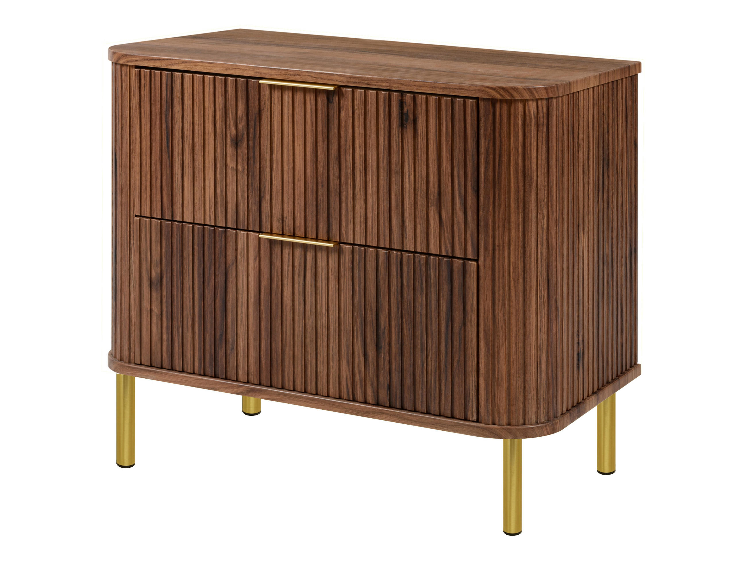 BADEZIMMERSCHRANK : Farbe Eiche-Nussbaum, Griff gold, Füße gold, 80 x 41,5 x 66,7 cm - Goldfarben/Braun, Holzwerkstoff (80/66.7/41.5cm) - 3XE LIVING