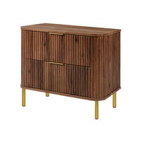 BADEZIMMERSCHRANK : Farbe Eiche-Nussbaum, Griff gold, Füße gold, 80 x 41,5 x 66,7 cm - Goldfarben/Braun, Holzwerkstoff (80/66.7/41.5cm) - 3XE LIVING