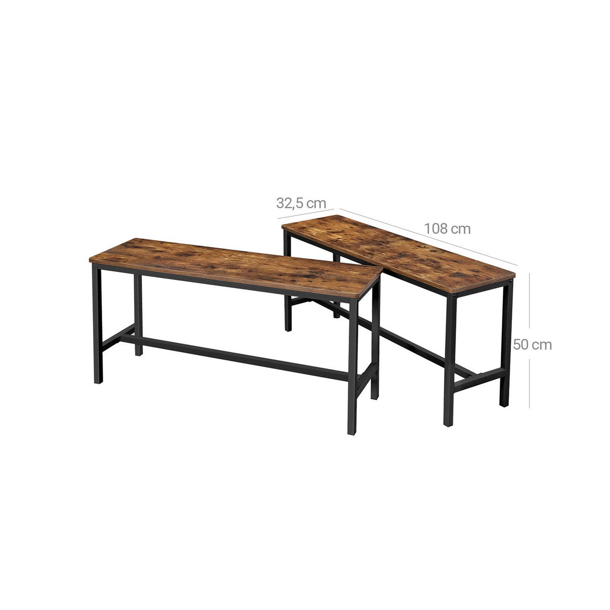 SITZBANK 2ER-SET - Braun, Holzwerkstoff (32.5/50/108cm) - Hansiro