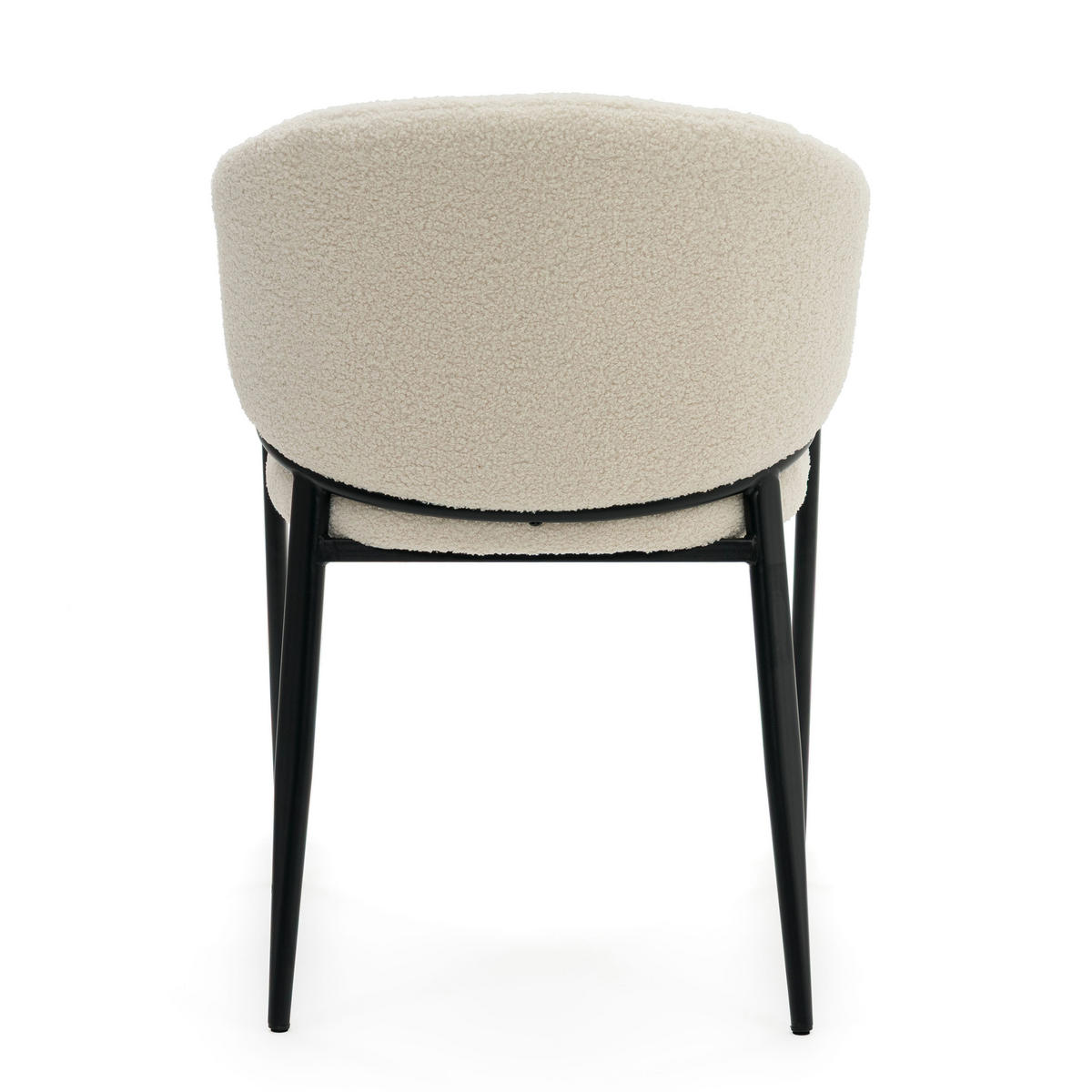 STUHL BUENO gespolsterter - hellbeige - Glamour Boucle Teddy - Creme/Schwarz, Textil/Metall (57/81/59cm) - NEW HOME