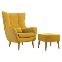 SESSEL Estjano mit Fußbank - Beige/Gelb, Holz/Textil (80/106/95cm) - MIRJAN24