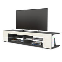 LOWBOARD Movie Front in Creme Hochglanz - Creme, Holzwerkstoff (134.5/30.5/38.5cm) - Vladon