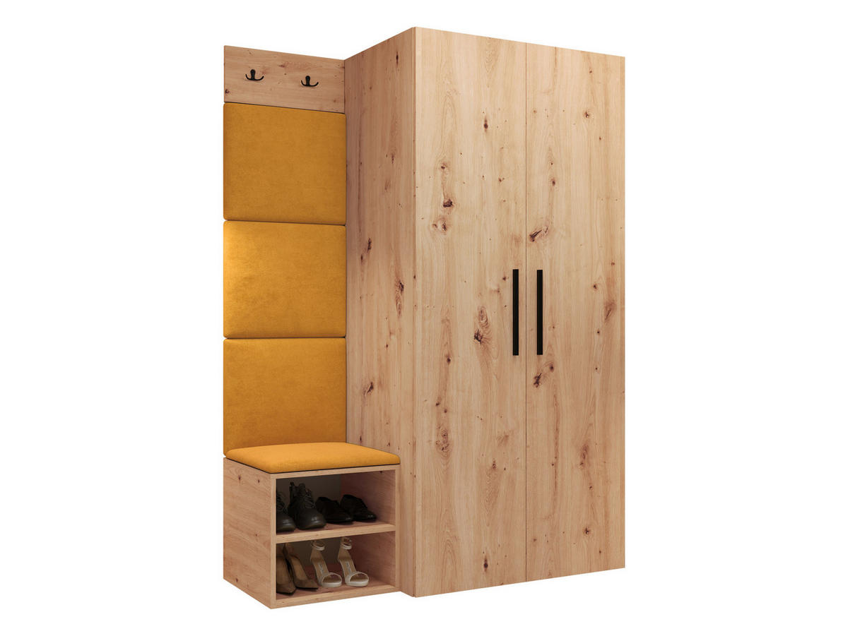 GARDEROBEN-SET Medi IV - Schwarz/Orange, Holzwerkstoff/Kunststoff (80/191/50cm) - MIRJAN24