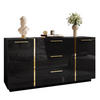 KOMMODE MIT SCHUBLADEN ONYX HOCHGLANZ 158 CM - Schwarz, Holzwerkstoff (158/81/41.3cm) - Lookway