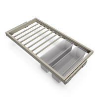 HOSENTRÄGER, 2 Ablagen und sanft schließendem Gleitrahmen für Kleiderschränke, verstellbar, Modul 900mm, Steingrau 7er-set - Grau, Kunststoff (89.4/4/43.4cm) - EMUCA