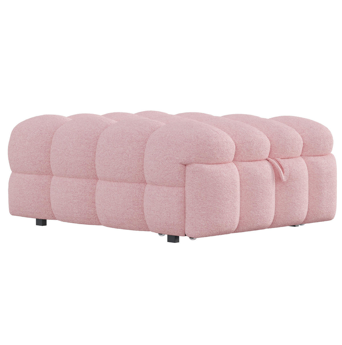 BETT aus Teddy-Stoff 90x180 cm Rosa 2-in-1 ausziehbar als Fußhocker und Gästebett - Rosa, Textil (70/180cm) - Modfu