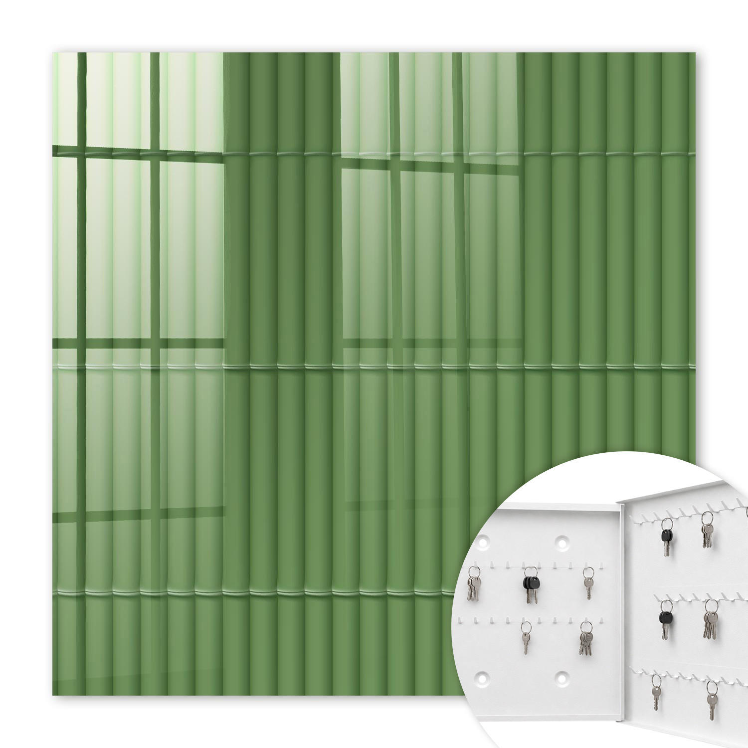 SCHLÜSSELBOX Weiß 30x30 cm – Türöffnung nach rechts - Grüner Bambus - Grün, Metall (30/30/5cm) - TULUP