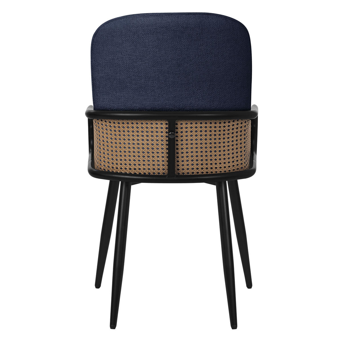 ESSZIMMERSTÜHLE 6er Set Dunkelblau mit Stoffbezug Rattan Optik - Schwarz/Dunkelblau, Naturmaterialien/Textil (51/91/61cm) - ML-DESIGN