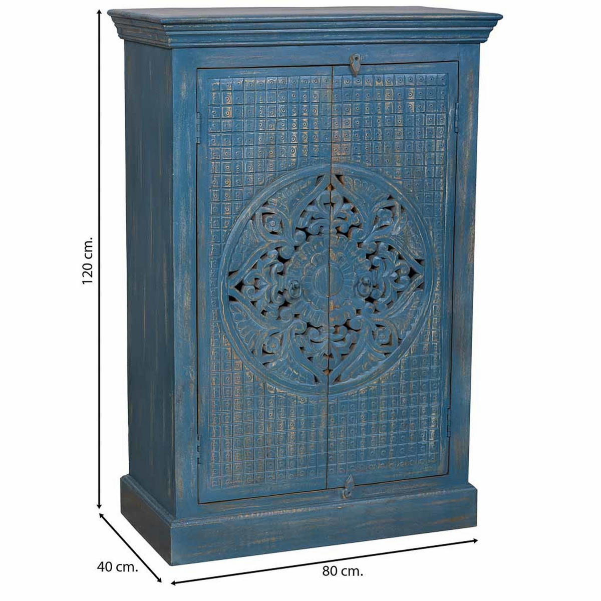 SCHRANK aus Holz 80x40x120 grauem - Blau, Holz (80/120/40cm) - Wanderlust