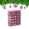 138XWEIHNACHTSKUGELN - Rosa, Kunststoff (6/7/6cm) - Relaxdays