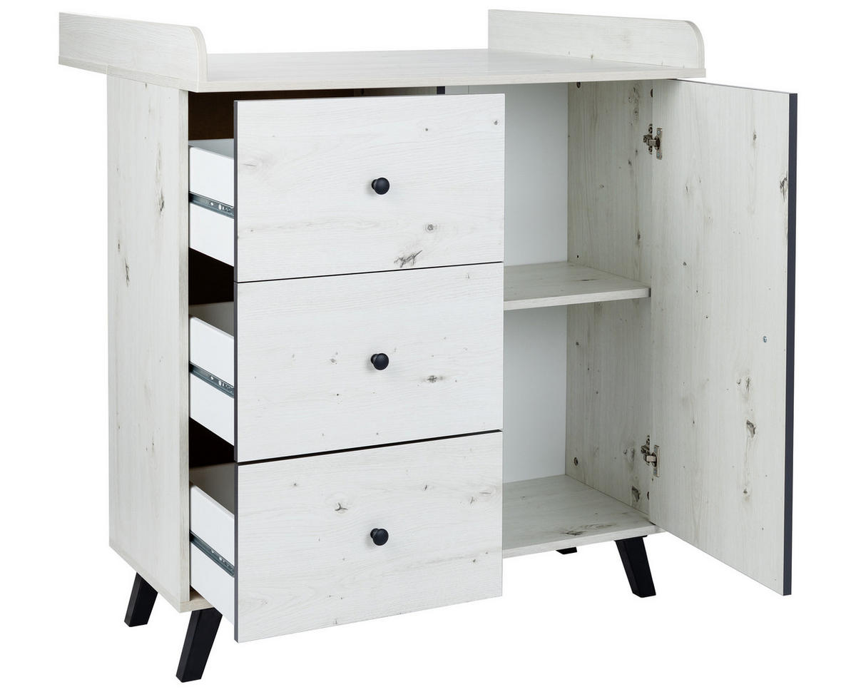 BABYZIMMER Mega-Set Lavea 8-tlg. - Eichefarben/Schwarz, Holzwerkstoff/Kunststoff (1/1/1cm) - arthur berndt