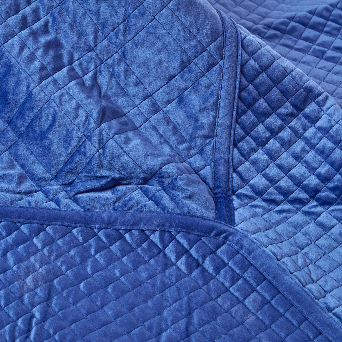 TAGESDECKE Samt 250/260 cm, geometrisch gemustert - Blau, Textil (250/260cm) - Homescapes