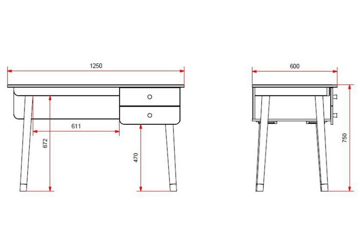 SCHREIBTISCH Kamillah 125x75x60 aus MDF in Satin Weiß - Weiß, Holzwerkstoff (125/60/60cm) - 58aufmkessel