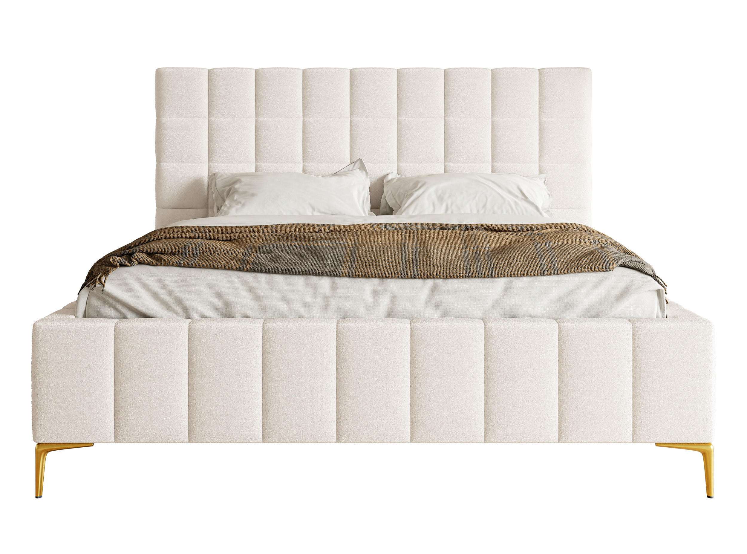 POLSTERBETT Szejlo Creme Chenille 160 cm - Goldfarben/Creme, Textil/Metall (160/200cm) - Selsey