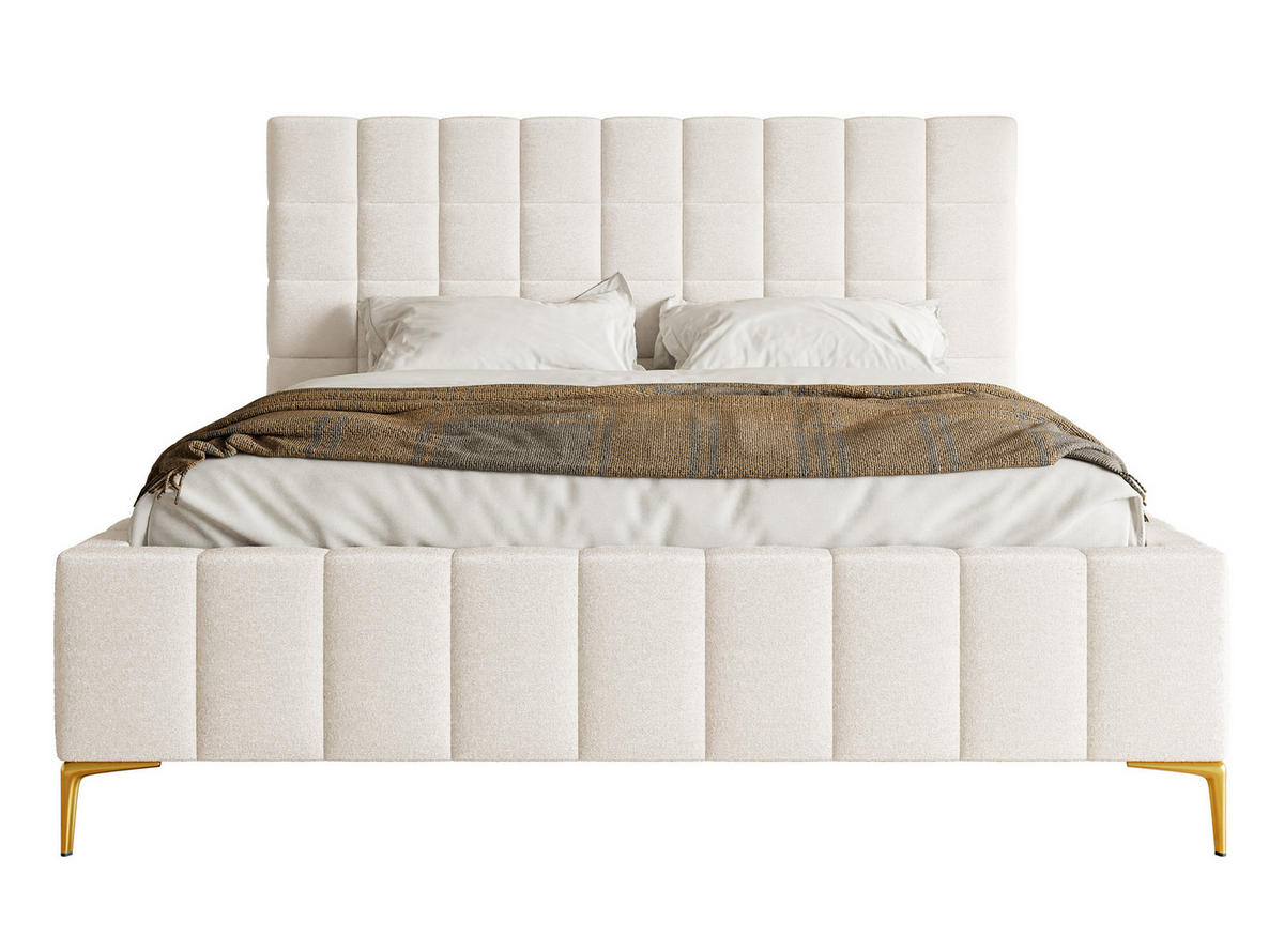 POLSTERBETT Szejlo Creme Chenille 160 cm - Goldfarben/Creme, Textil/Metall (160/200cm) - Selsey