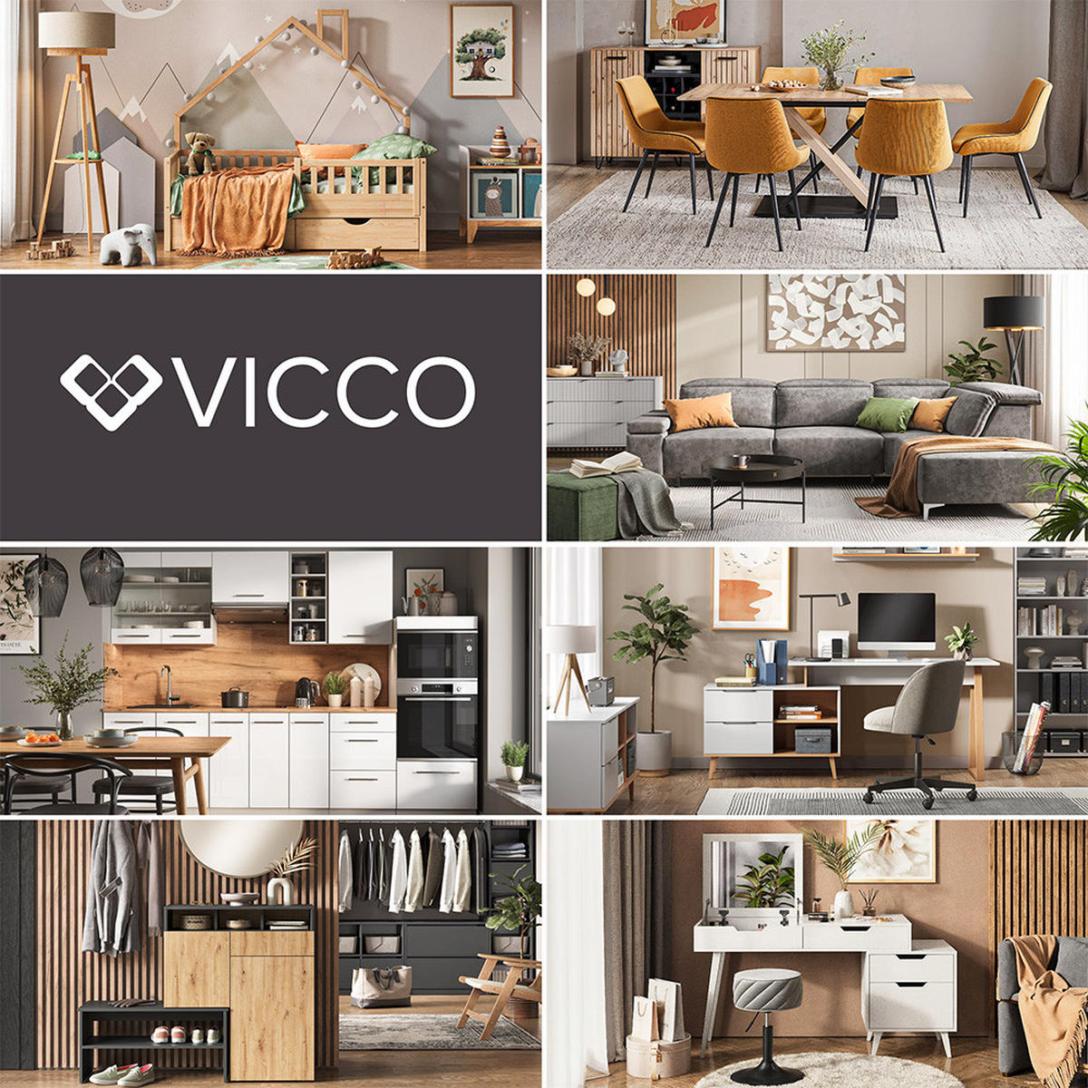 COUCHTISCH Marlo Schwarz/Marmor-Weiß 77 x 77 cm - Schwarz/Weiß, Holzwerkstoff (77/77/52cm) - Vicco