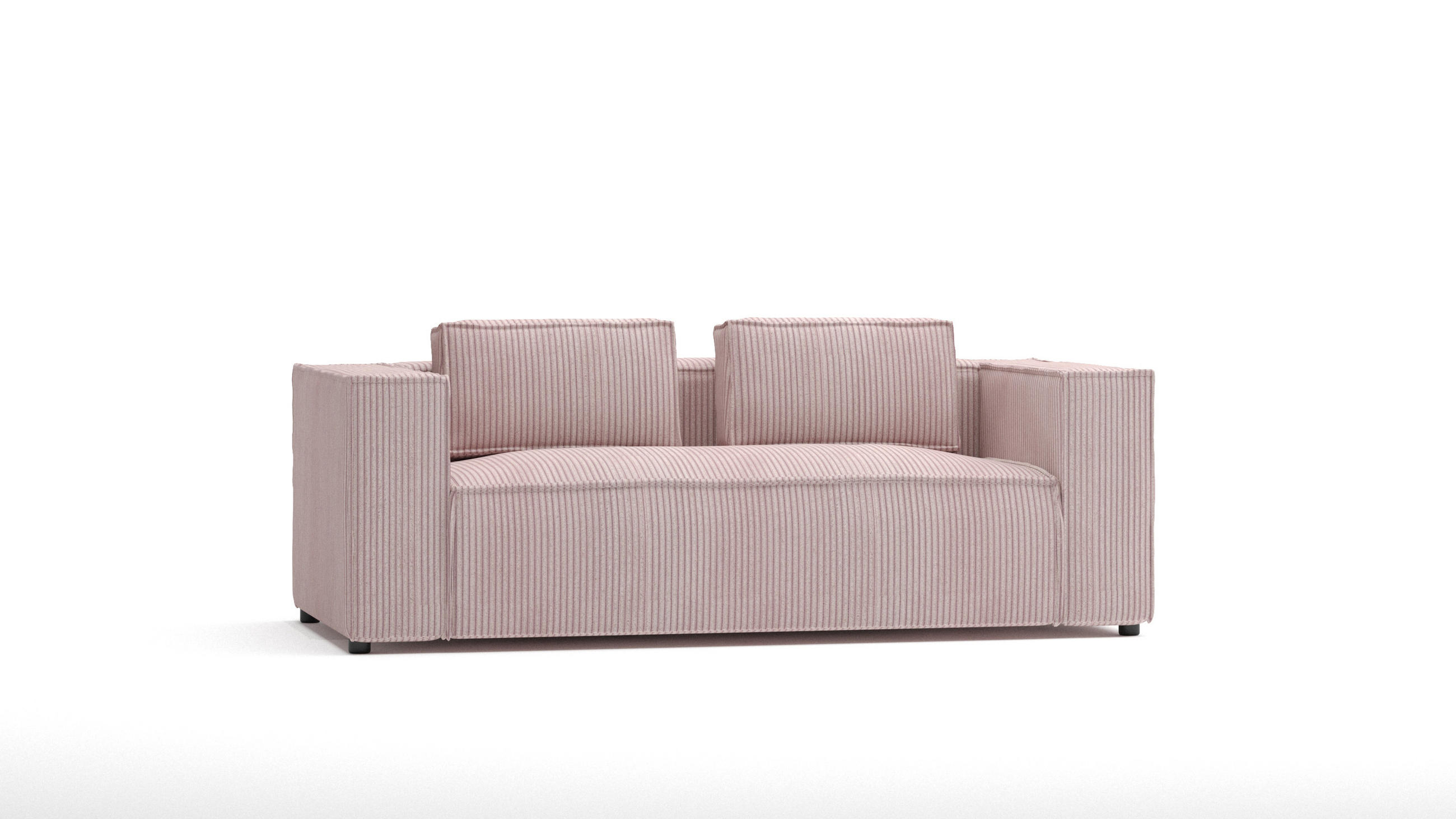 2-SITZER-SOFA Nova Puderrosa Cord - Pink/Schwarz, Holz/Kunststoff (196/64/92cm) - S-Style Möbel