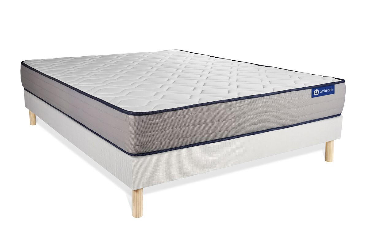 BETT Actimemo form Memory-Schaum 140 x 190 cm h3 - Kit Bettgestell Weiß - Beige/Weiß, Karton/Holz (140/190cm) - ACTISOM