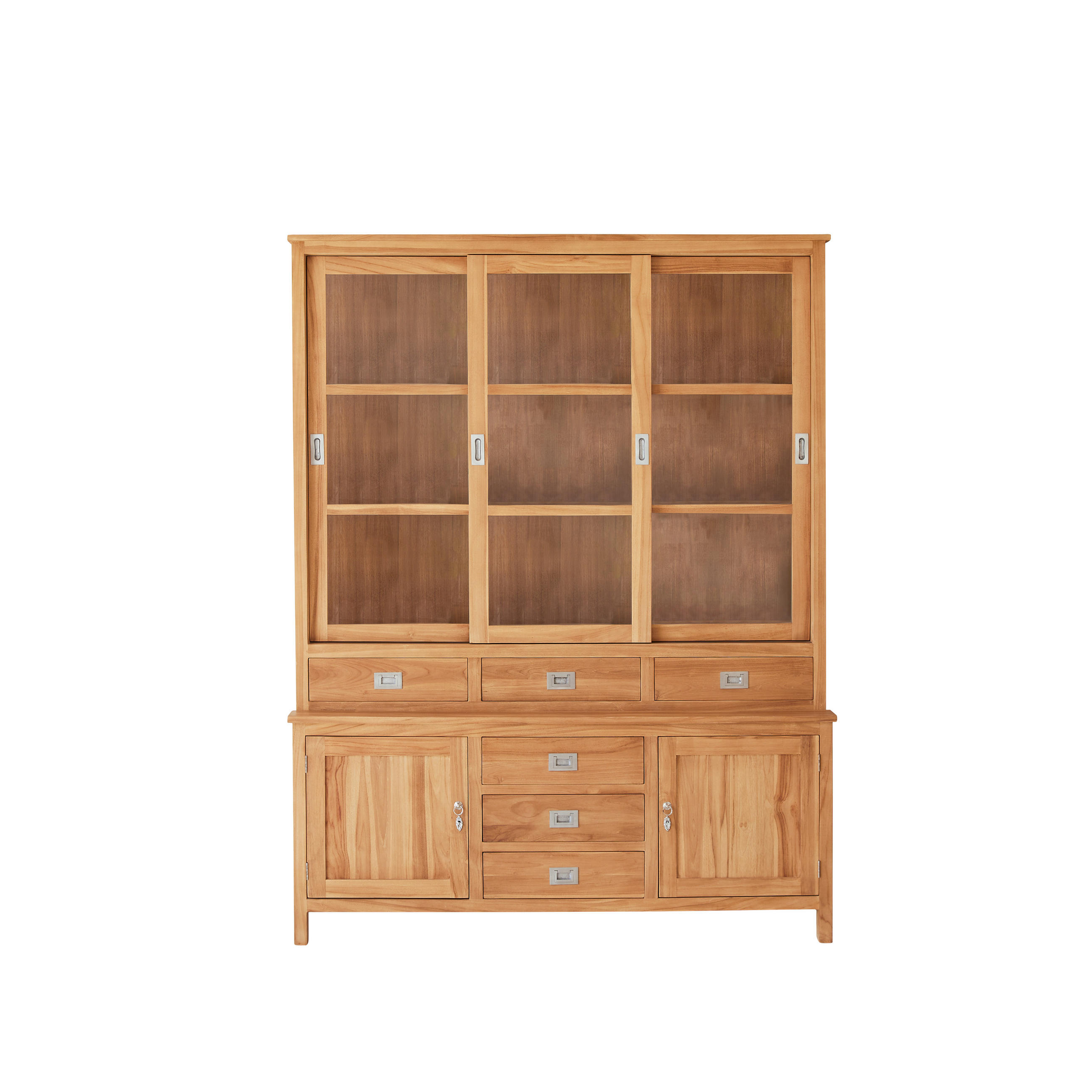 GESCHIRRSCHRANK Coffee Tek Natur aus Teak - Naturfarben, Holz (162/210/46cm) - Tikamoon