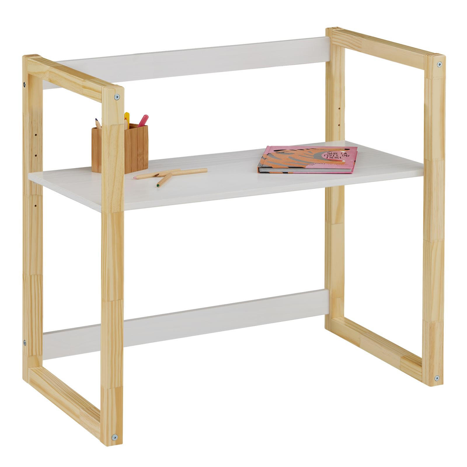 Idimex Kinderschreibtisch Natur, Weiß 80x76x48 cm